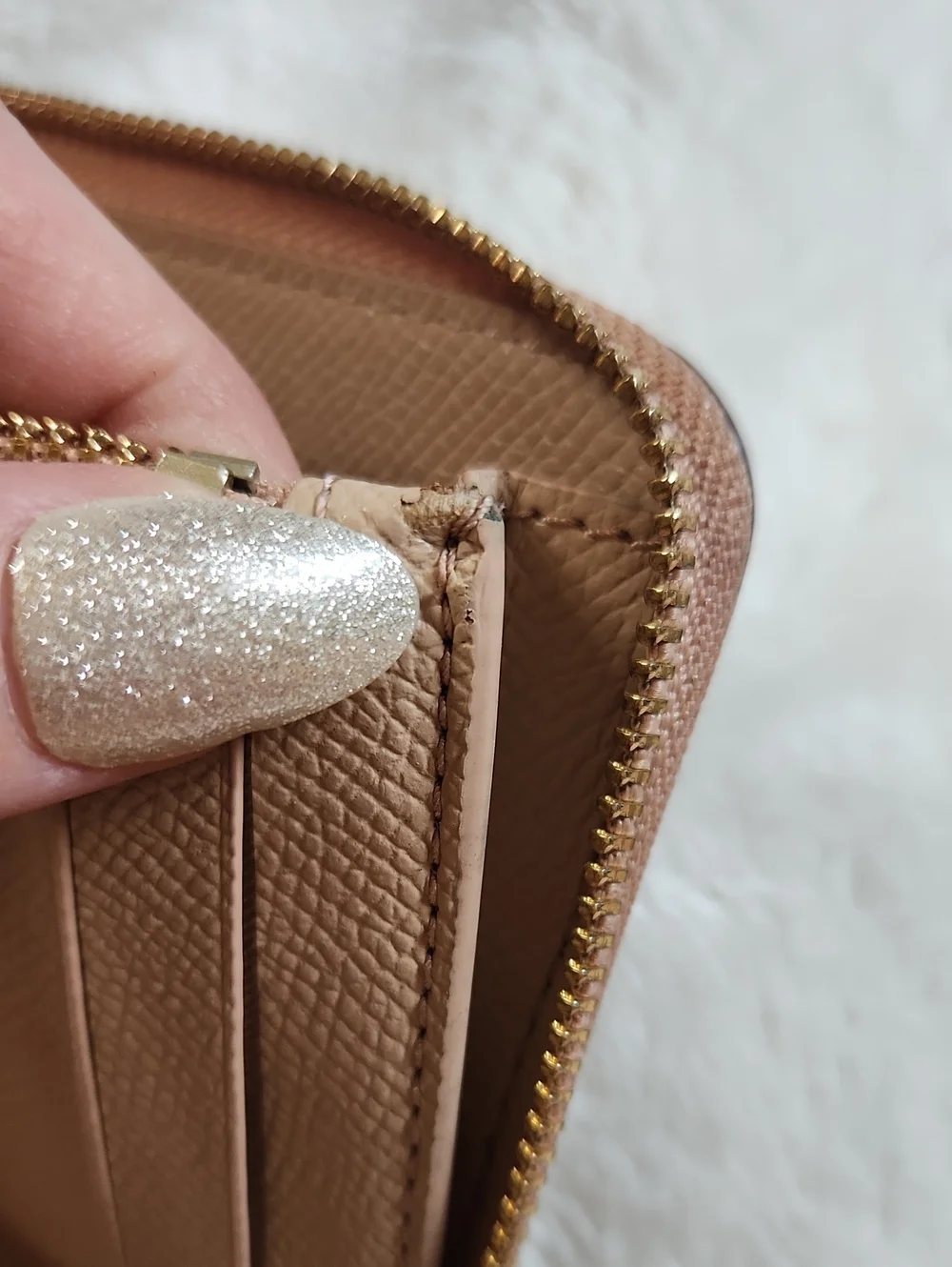 Authentic Coach Blush Pink Crossgrain Leather Long Zip Around Wallet Wristlet